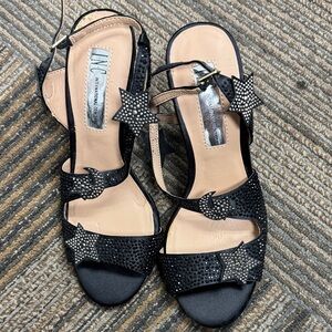 INC International Concepts Women's Black Star Sandals